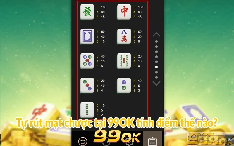 Tự rút mạt chược tại 99OK tính điểm thế nào
